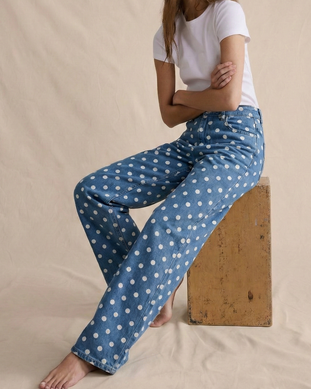 Duttini | Wide-Leg Trouser for Women in Polka Dot Print
