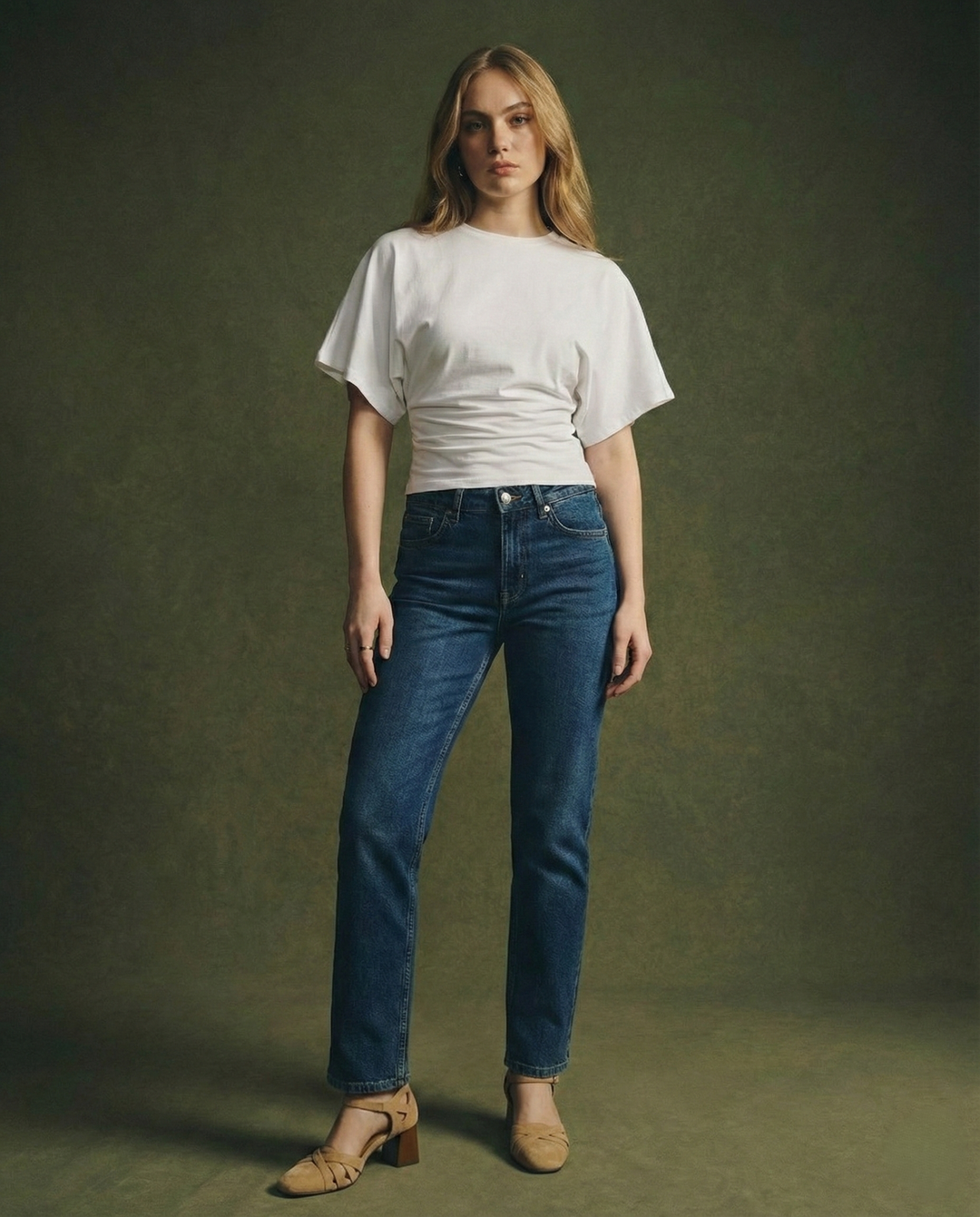 Duttini | Drape Cotton Tee for Women in White