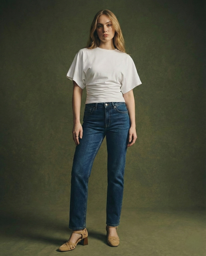 Duttini | Drape Cotton Tee for Women in White