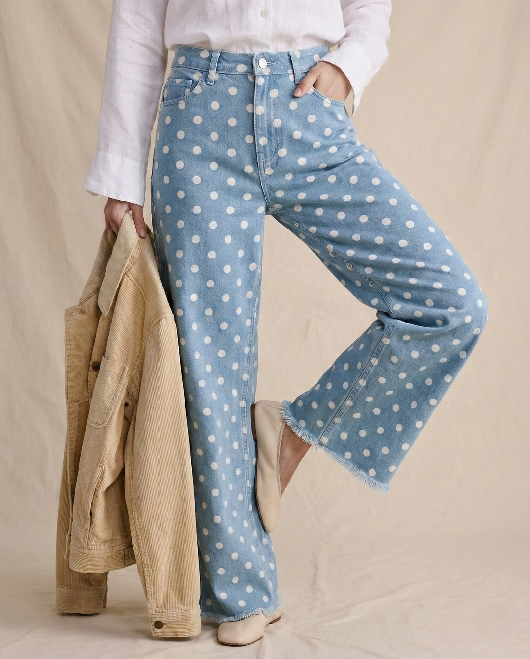 Duttini | Wide-Leg Trouser for Women in Polka Dot Print