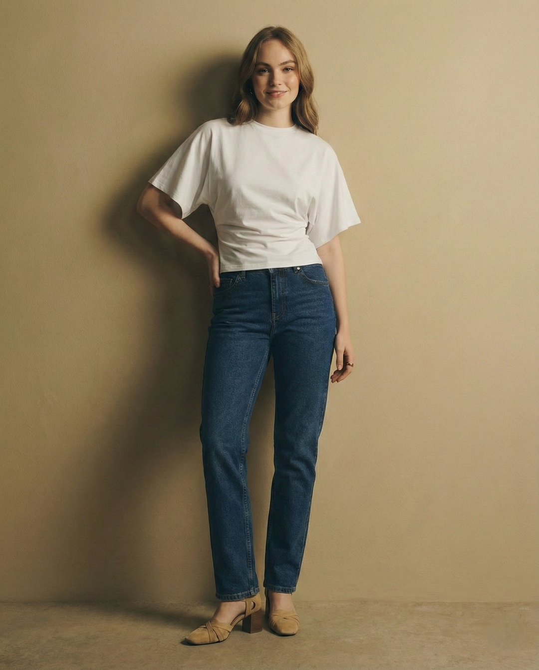 Duttini | Drape Cotton Tee for Women in White