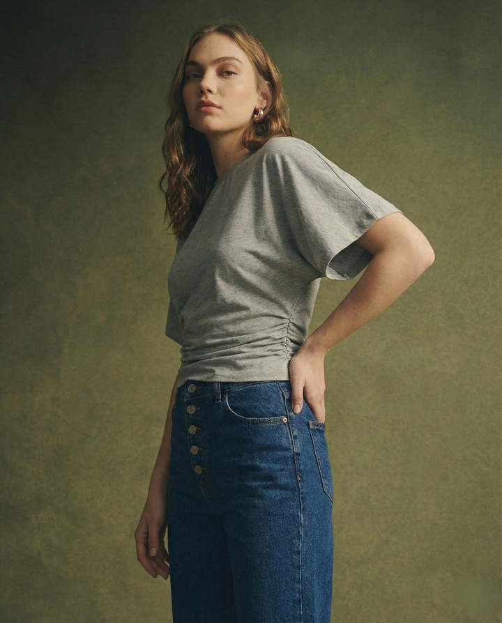 Duttini | Drape Cotton Tee for Women in White