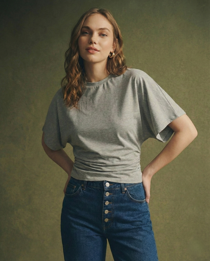 Duttini | Drape Cotton Tee for Women in White