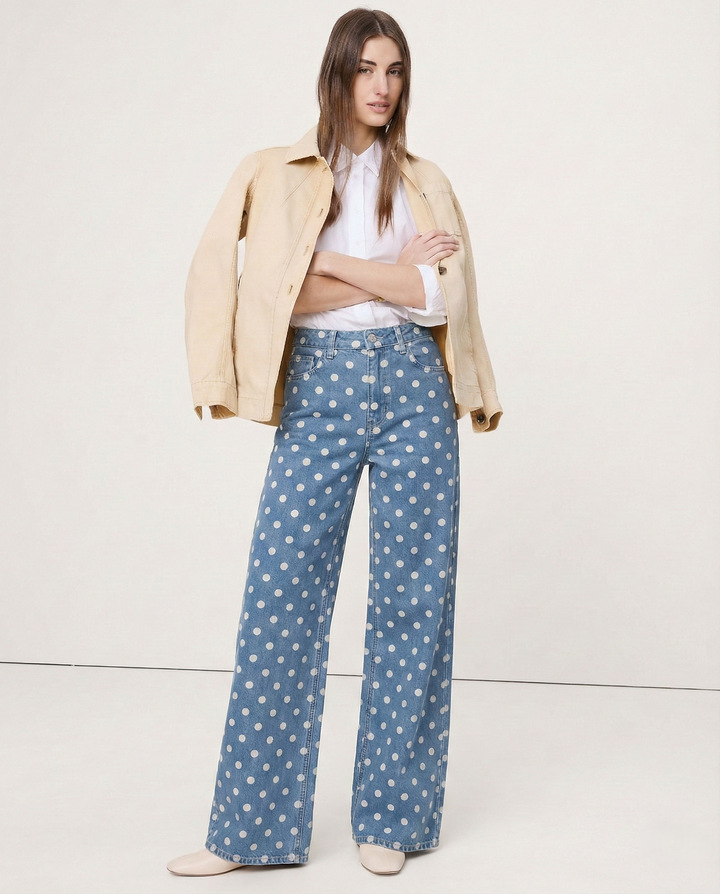 Duttini | Wide-Leg Trouser for Women in Polka Dot Print