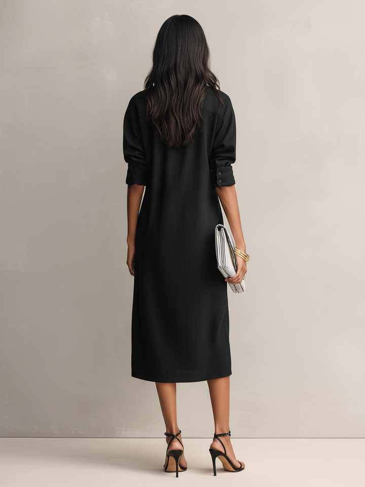 Duttini | Black Linen Evening Dress