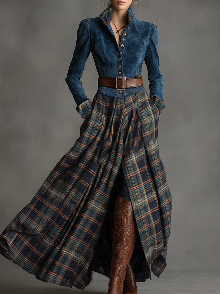 Duttini | Blue Faux Suede Casual Dress