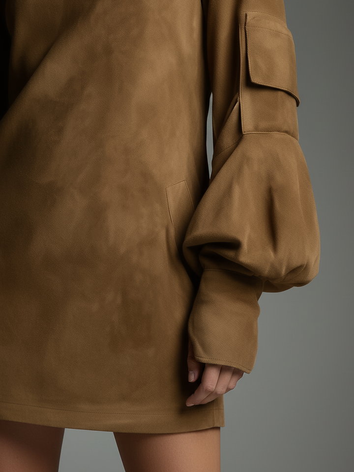 Duttini | Suede Turtleneck Dress