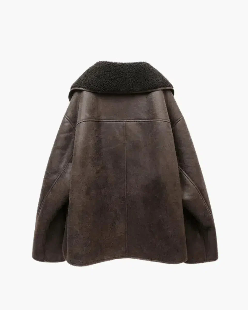Duttini | Classic Faux Leather Jacket with Button Details