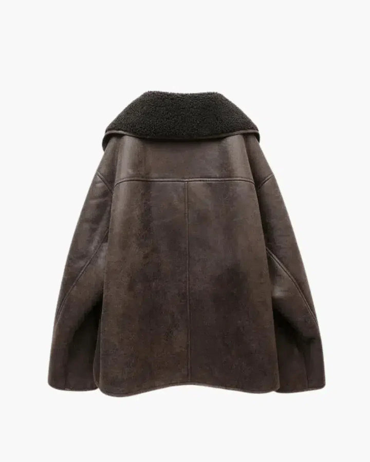 Duttini | Classic Faux Leather Jacket with Button Details