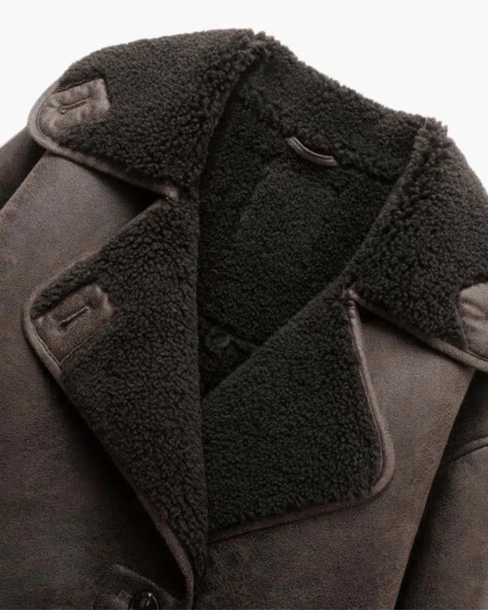 Duttini | Classic Faux Leather Jacket with Button Details