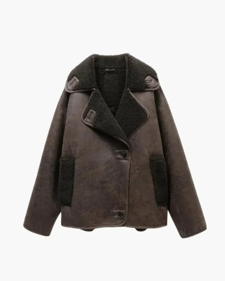 Duttini | Classic Faux Leather Jacket with Button Details