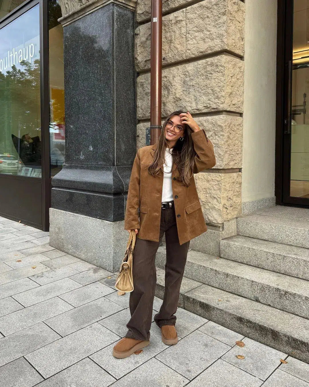 Duttini | Structured Shoulders Suede Blazer
