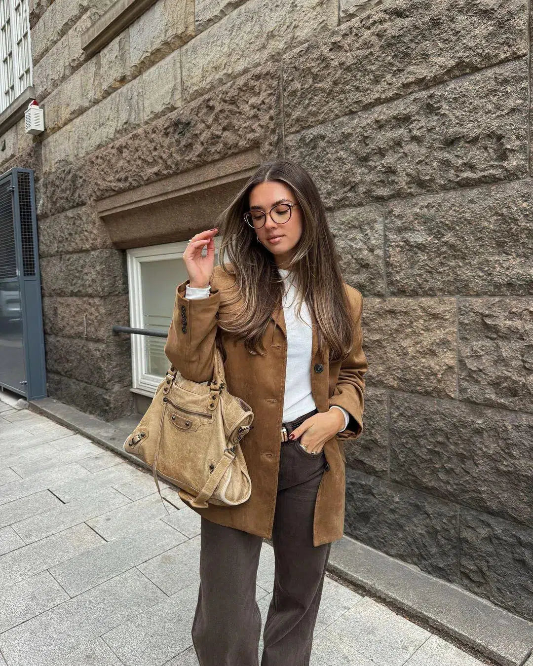 Duttini | Structured Shoulders Suede Blazer
