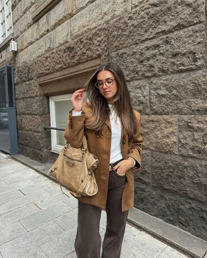 Duttini | Structured Shoulders Suede Blazer