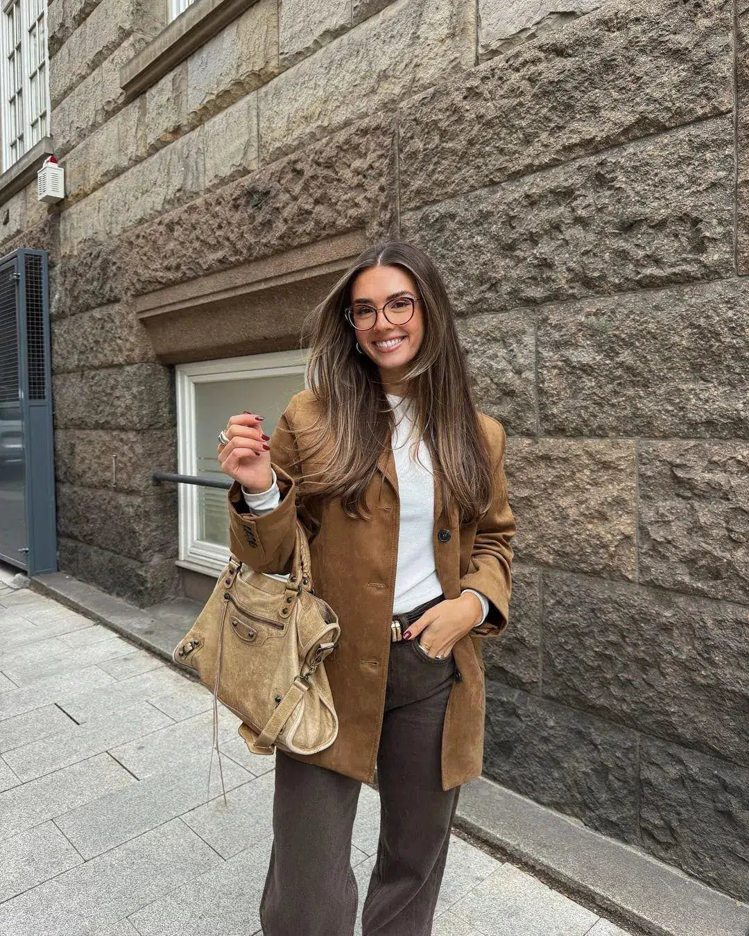Duttini | Structured Shoulders Suede Blazer