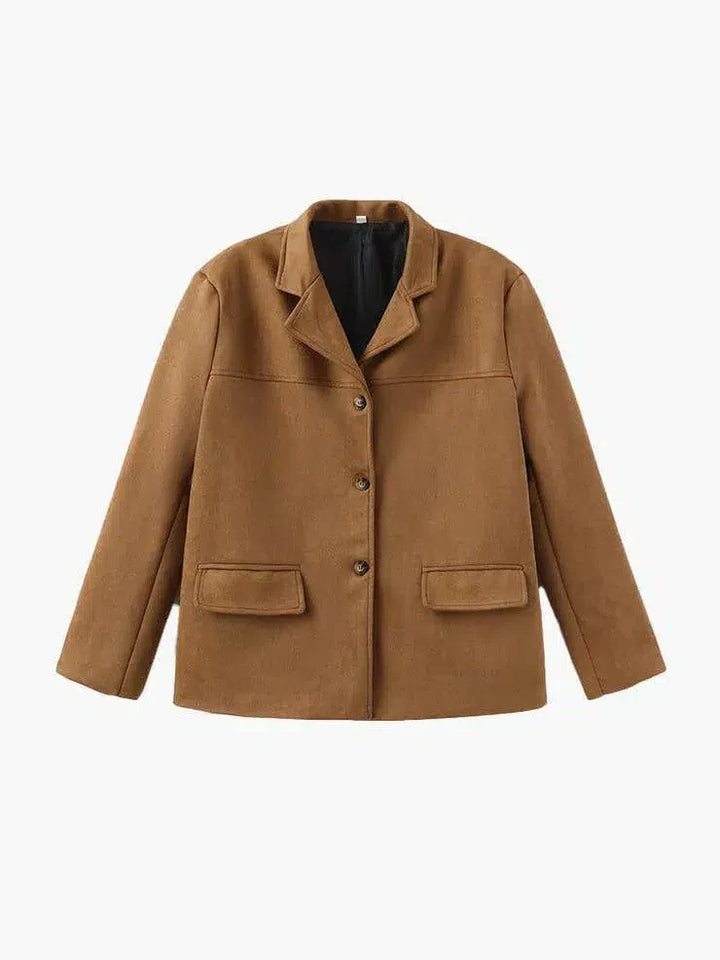 Duttini | Structured Shoulders Suede Blazer