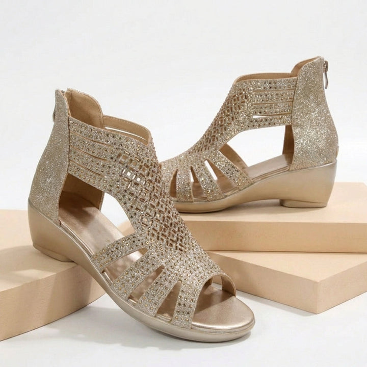 Duttini | Modern Cut-Out Wedge Sandals With Back Zipper