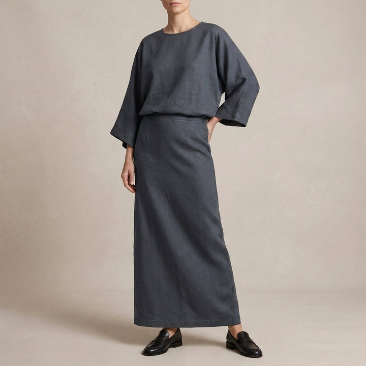 Duttini | Statement Two-Piece Textured Woven Skirt Suit With Draped High-Waist Silhouette