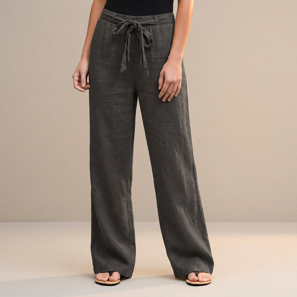 Duttini | Modern High-Waist Wide-Leg Trousers With Self-Tie Waistdetail