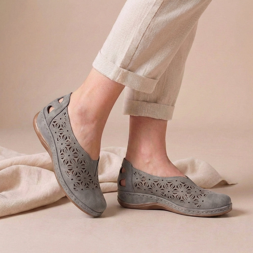 Duttini | Cushioned Breathable Cutout Comfort Flats For Effortless Summer Days