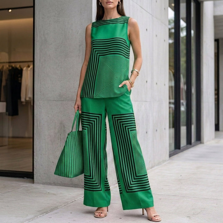 Duttini | Refined Loose Sleeveless Top With Asymmetrical Hem And Wide-Leg Pants Set