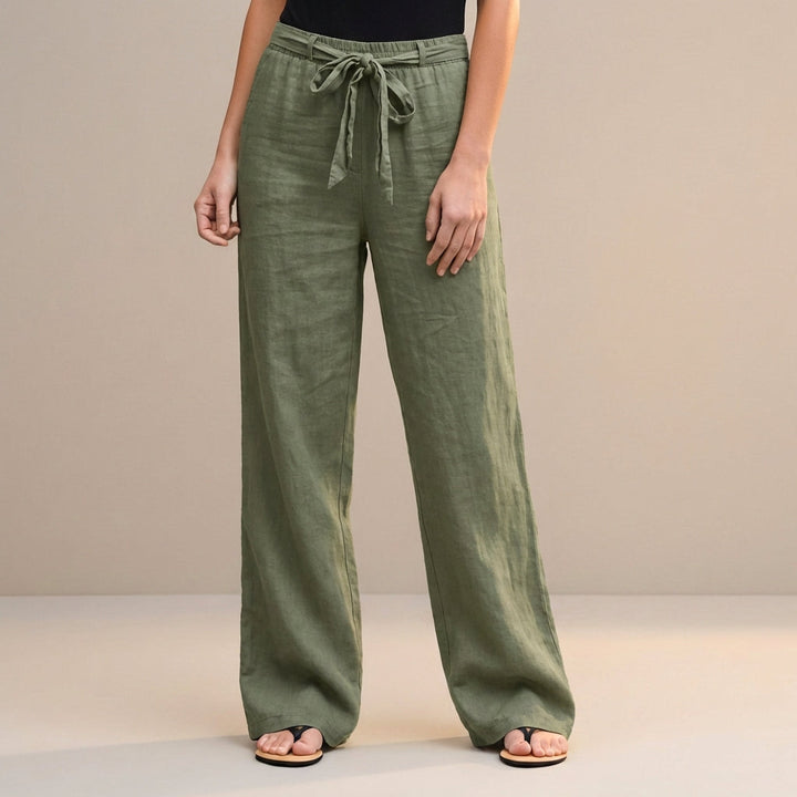Duttini | Modern High-Waist Wide-Leg Trousers With Self-Tie Waistdetail