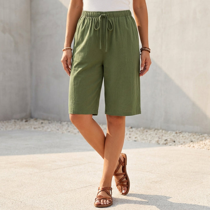 Duttini | Luxe Relaxed Fit Bermuda Shorts With Drawstring Waist