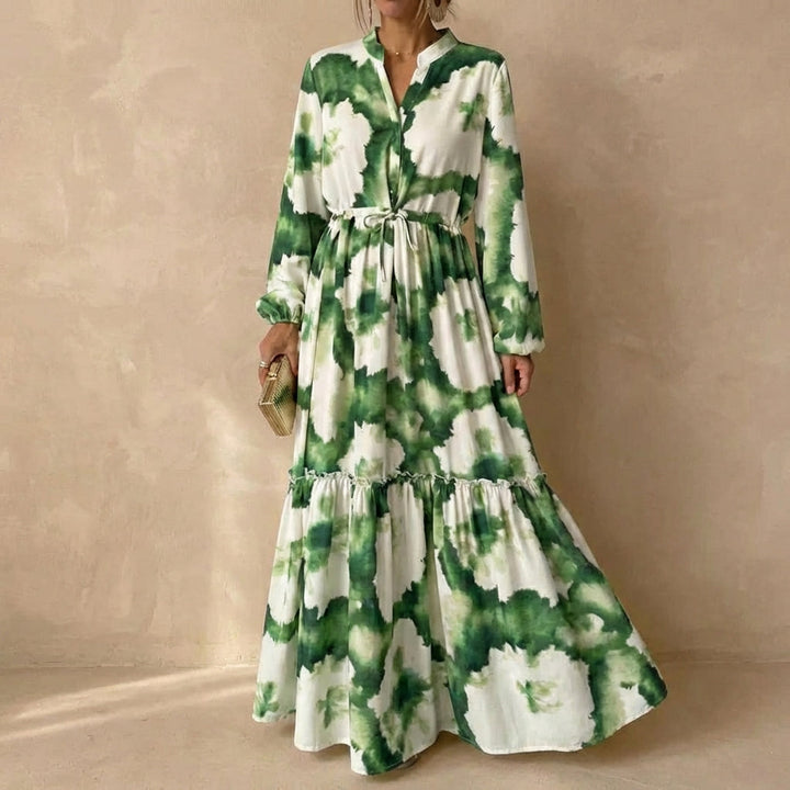 Duttini | Elegant Tiered Maxi Dress With Tie-Waist And Ruffled Details For Special Occasions