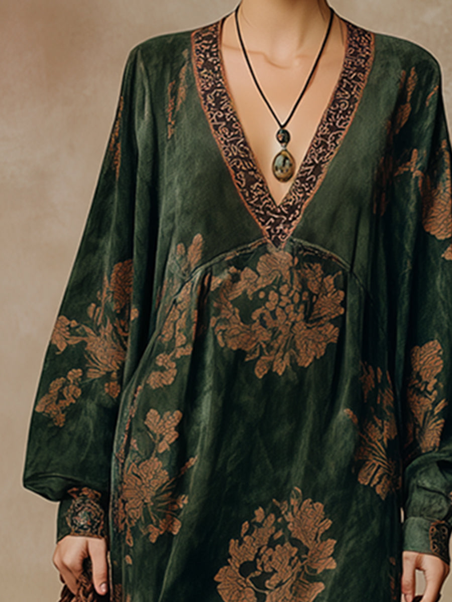 Duttini | Green Faux Suede Tassel Dress