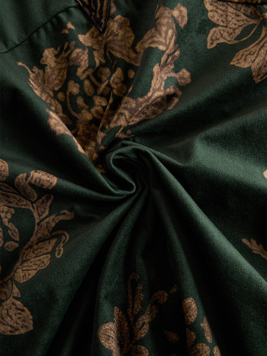Duttini | Green Faux Suede Tassel Dress