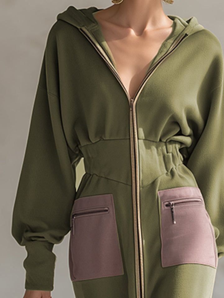 Duttini | Green Long Sleeve Evening Dress