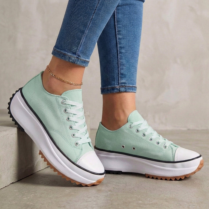 Duttini | Classic Canvas Platform Orthopedic Sneakers With Contrast Toe Cap