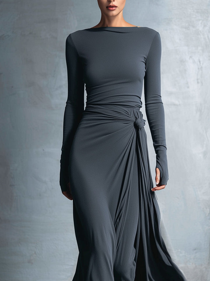 Duttini | Grey Knit Wrap Dress