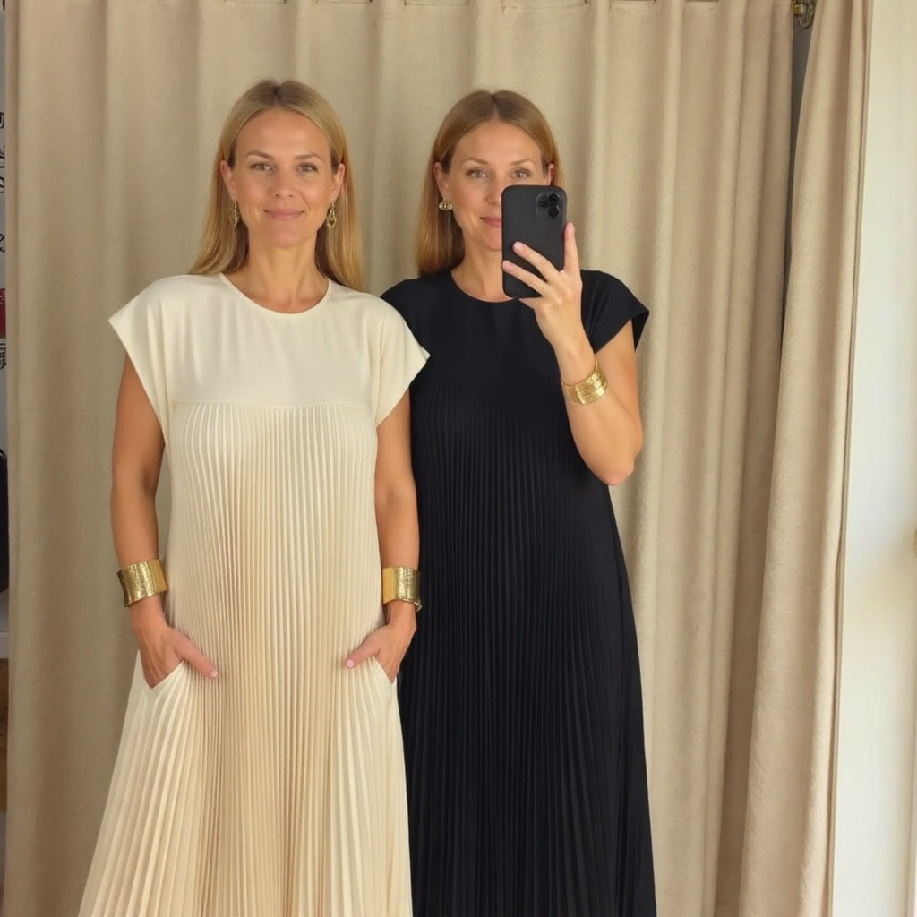 Duttini | Chic Flowy Pleated Maxi Dress Cocktail Made to Turn Heads