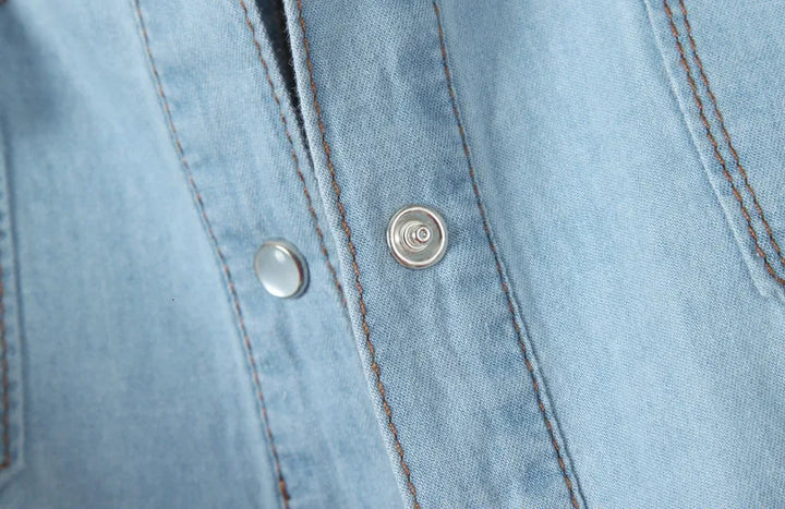 Duttini | Denim Crop Top for Women in Light Blue