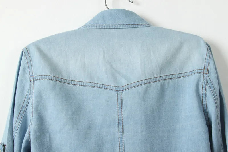 Duttini | Denim Crop Top for Women in Light Blue