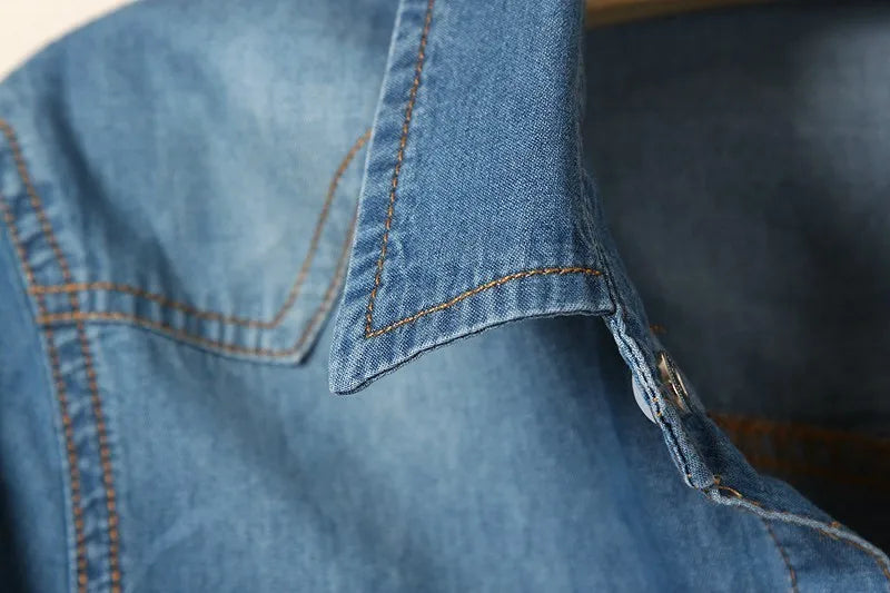 Duttini | Denim Crop Top for Women in Light Blue