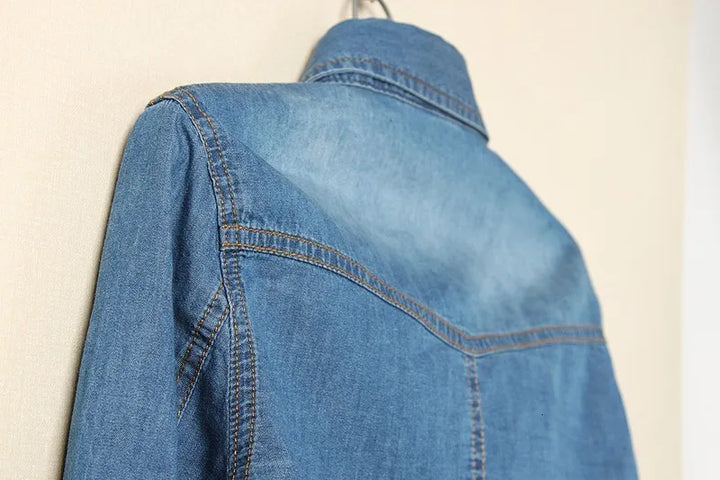 Duttini | Denim Crop Top for Women in Light Blue
