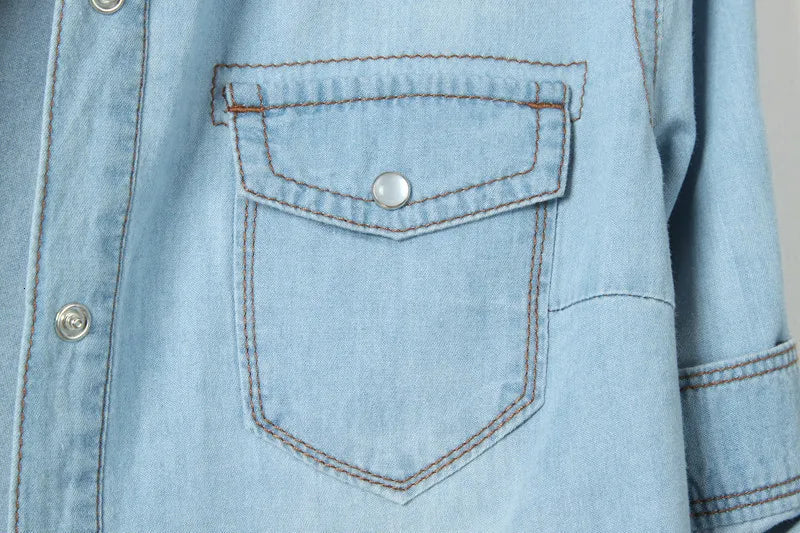 Duttini | Denim Crop Top for Women in Light Blue