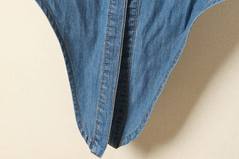 Duttini | Denim Crop Top for Women in Light Blue