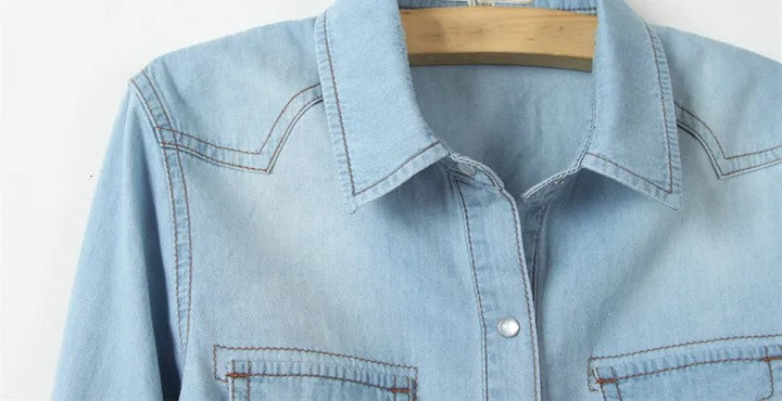 Duttini | Denim Crop Top for Women in Light Blue