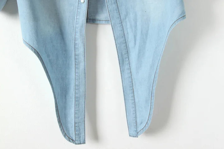 Duttini | Denim Crop Top for Women in Light Blue