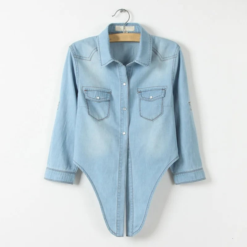 Duttini | Denim Crop Top for Women in Light Blue