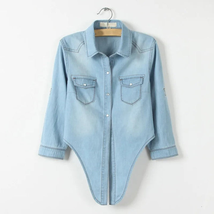 Duttini | Denim Crop Top for Women in Light Blue