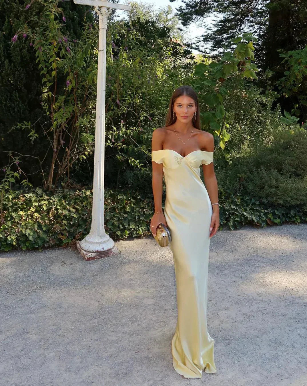 Duttini | Sculpted Wedding Guest Lace Off Shoulder Dress Evening