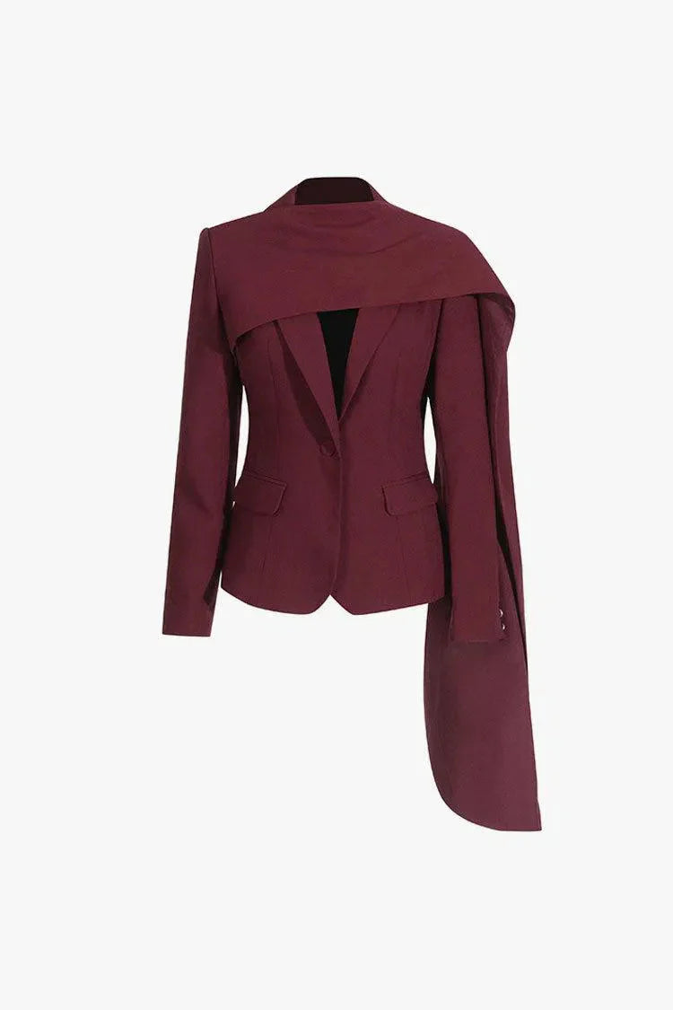 Duttini | Asymmetrical Design Scarf-Lapel Blazer