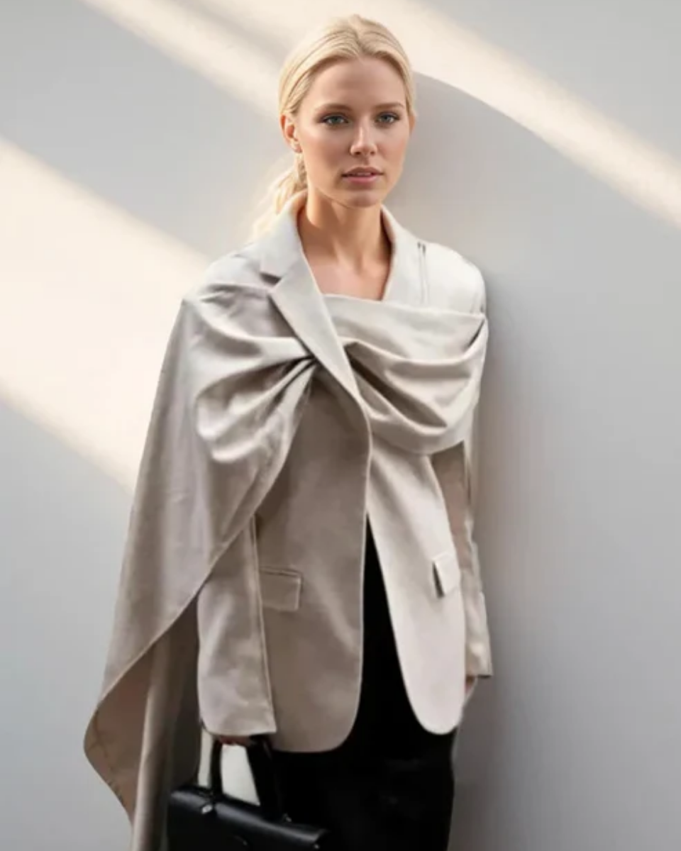 Duttini | Asymmetrical Collar Scarf Blazer