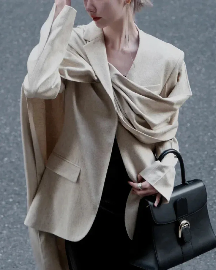 Duttini | Asymmetrical Collar Scarf Blazer
