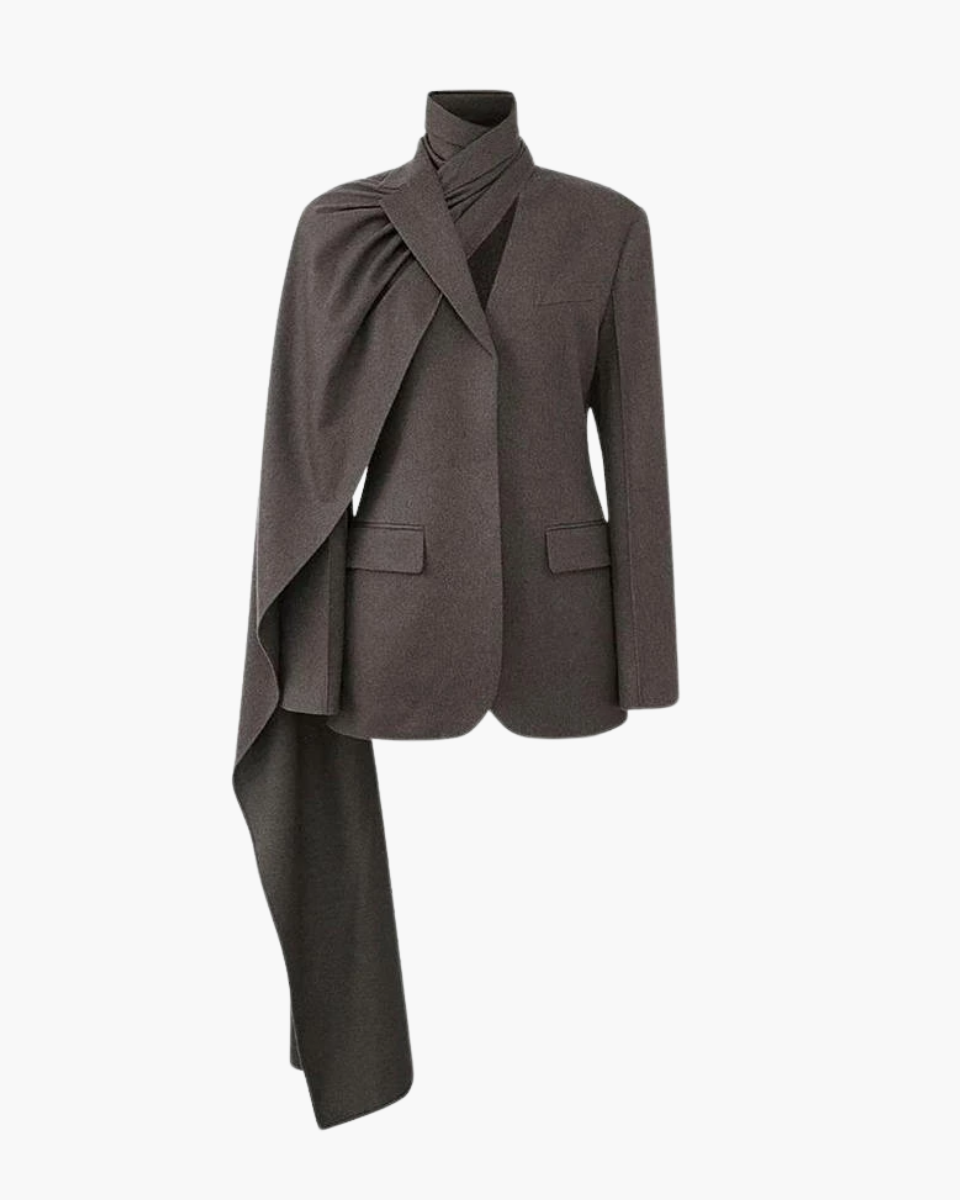 Duttini | Asymmetrical Collar Scarf Blazer