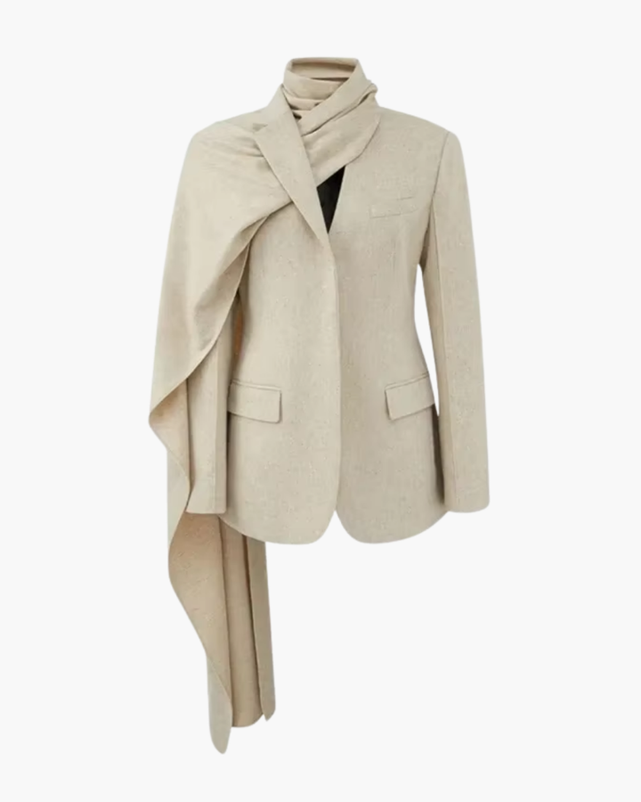 Duttini | Asymmetrical Collar Scarf Blazer